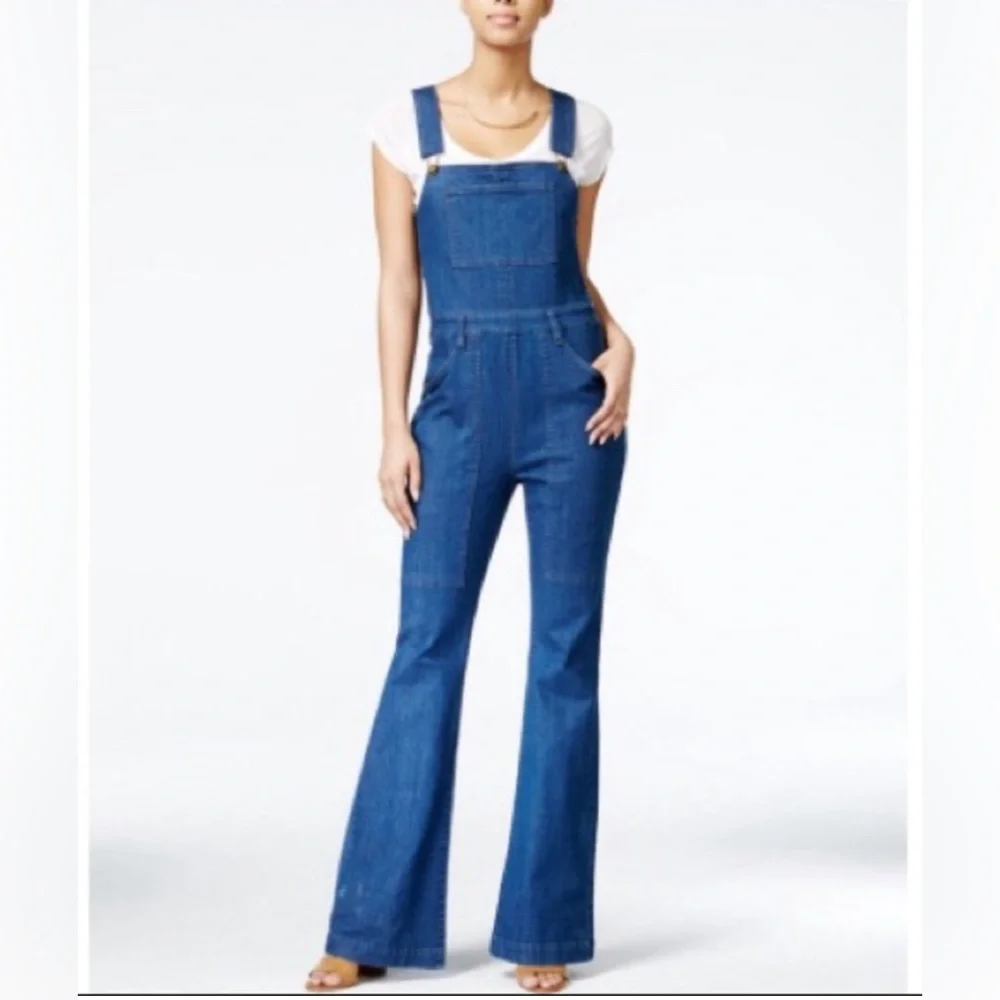 RACHEL Rachel Roy Blue Denim Wide-Leg Jumpsuit - Picture 5 of 15